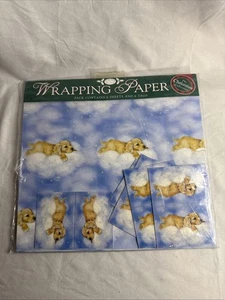 Golden Retriever Puppy Wrapping Paper Heavenly Christmas 6 Sheets 6 Tags Y2K - Picture 1 of 4