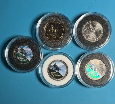 🇺🇸 2005-D Ocean View PAINTED Nickels (Set of 5) Uncirculated in Protectors - Image 1 of 2