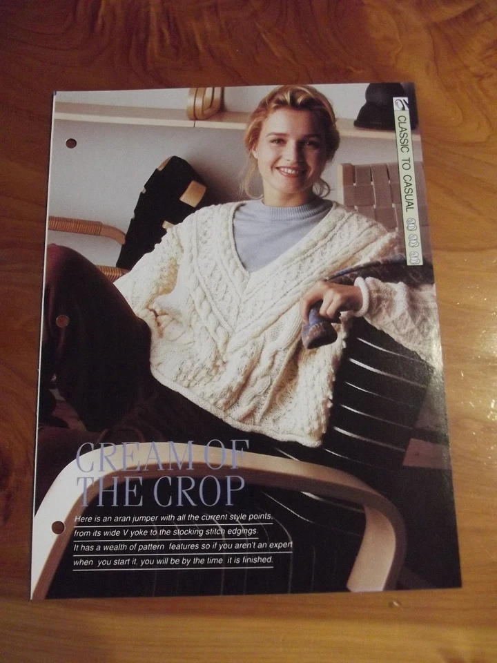 KNITTING PATTERN CREAM OF THE CROP CLASSIC TO CASUAL CREATIVE NEEDLES *GREAT* - Image 1 of 1