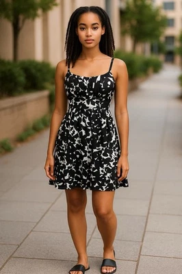 Sujetador Solero Negro Blanco Talla 6 Correas de Espagueti Incorporado por B Smart Foto 1 de 4