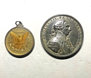 1774 ESPAÑA CARLOS III FUNDACIÓN DE LA COLONIA SIERRA MORENA MEDALLA BRONCE PLATEADO - Imagen 1 de 3