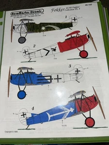 NEU AeroMaster #48-183 Fokkers D.VIII Jagdflugzeug Modellflugzeug 1/48 Aufkleber Neu - Bild 1 von 6