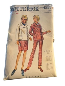 Chaqueta Traje Busto Años 60 Butterick Talla 14 Patrón Costura Doble Pecho Corte 34 De Colección - Imagen 1 de 5