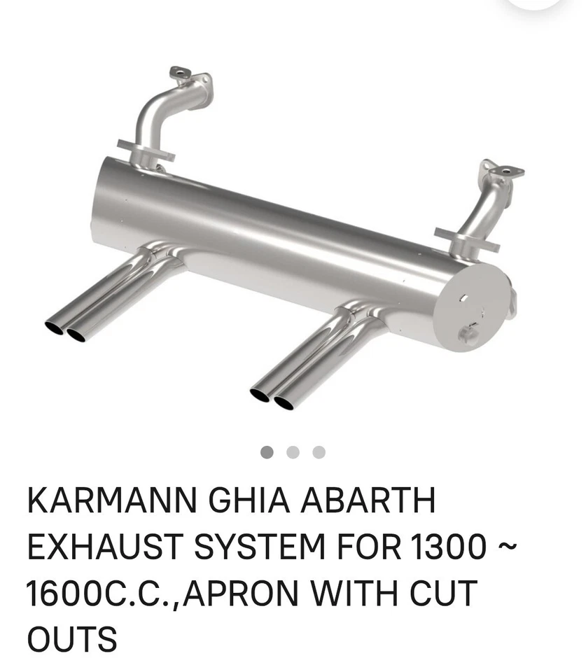Sistema de escape de velocidad vintage Abarth VW Karmann Ghia 1300cc a 1600cc Foto 1 de 3