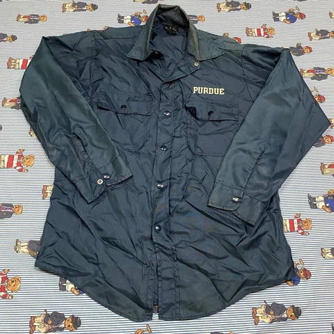 Vintage PURDUE Nylon Blue Metal Snap Windbreaker Jacket Men’s Medium 15 1/2 NCAA Cover