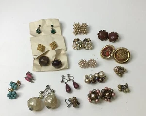 Lote de 17 pendientes vintage de clip y tornillo - Imagen 1 de 5