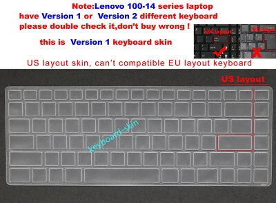 New US Keyboard Skin Cover For lenovo Tianyi 100-14 100-14IBD,IdeaPad 100-14IBD - Image 1 of 4