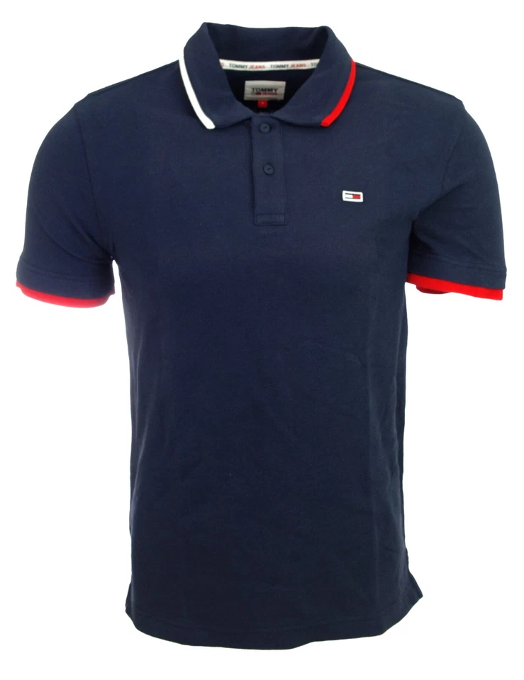 Polo Tommy Jeans Hombre Azul Marino Reg Flag Neck Polo Twilight Navy DM15076 - Imagen 1 de 4