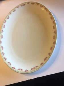 Imperial Crown China Austria 15” By 11” Platter. Rim Has Pink Roses 5298 - Picture 1 of 8
