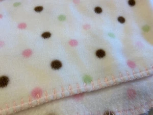 Just Born Super Soft Polka Dot Baby Blanket Pink Brown Tan Green Dots - Picture 1 of 6