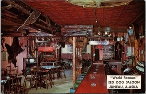 Postal de colección JUNEAU, Alaska "World Famous RED DOG SALOON" c1960 sin usar - Imagen 1 de 2