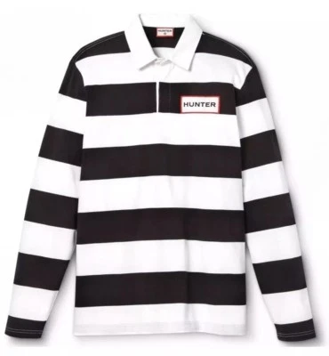 Hunter For Target Boy Striped Polo Rugby Shirt Long Sleeve Black White Sz Xs 4/5 - Image 1 of 4