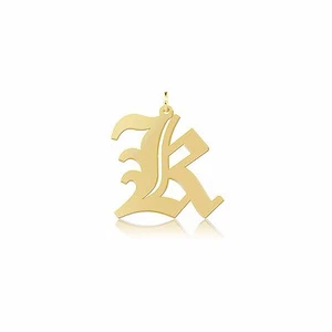 10K Solid Yellow Gold Custom Uppercase Old English Initial Letter Pendant -Charm - Picture 1 of 8