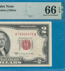 $2.00 1953-C Red Seal United States Note Pmg Certified Gem New 66Epq