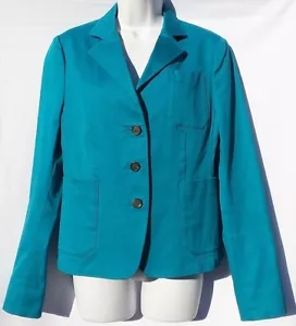 PRADA Bright Turquoise Electric Blue Cotton Twill Three Button Blazer Jacket 44 - Picture 1 of 12