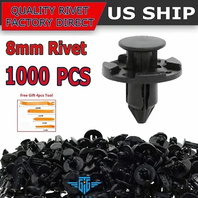 1000pcs Bumper Clips 8mm Plastic Rivet Fastener Mud Flaps Fender Push for NISSAN - Image 1 of 4