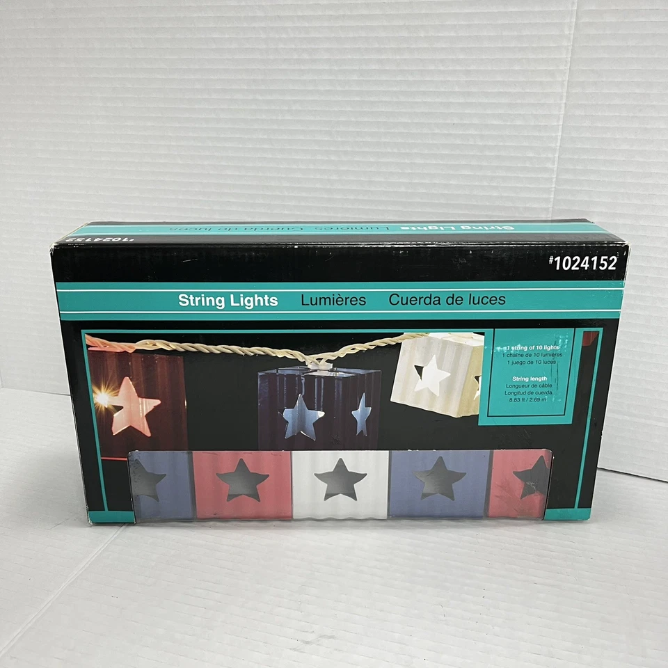 4 июля патриотические красно-бело-голубые деревенские металлические гирлянды для вечеринок - Изображение 1 из 4