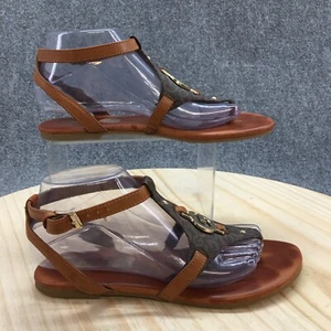 GBG Los Angeles Sandals Womens 8 M Lallia-C Ankle Straps Flat Brown Faux Leather - Picture 1 of 17