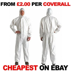 Disposable Coveralls White Hood Paper Suit Painters Protective Overalls Suit UK - Picture 1 of 6