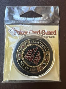 All In The Ultimate Poker Bet Gold Black Texas Hold'em Coin Card Guard Las Vegas - Picture 1 of 4