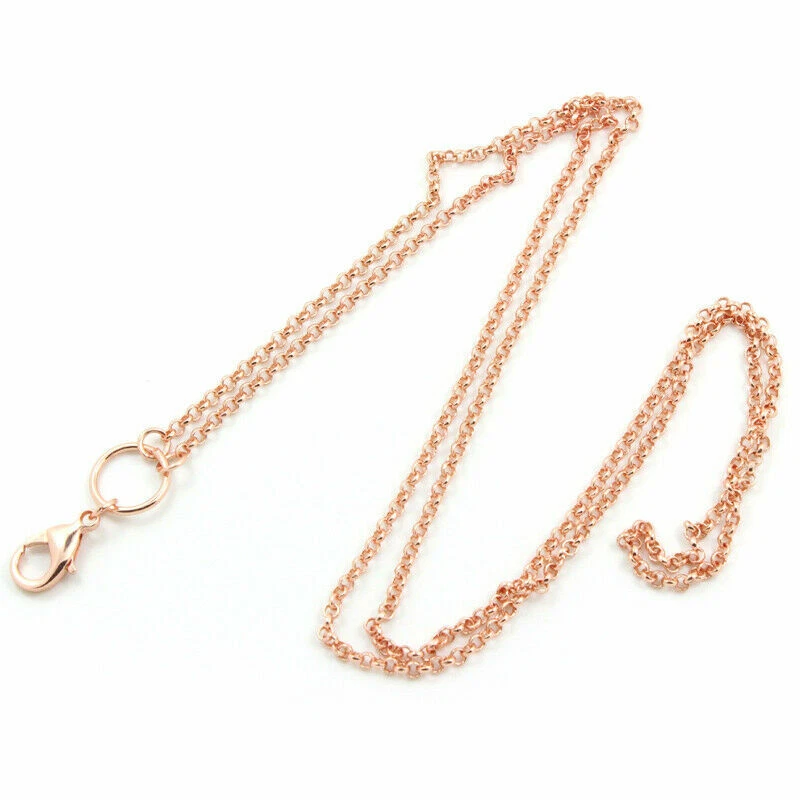 32" Acero Inoxidable Cadena Rolo Collar Flotante Medallón Memoria Oro Rosa Dije Foto 1 de 1