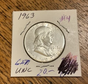 1963 P Franklin Half Dollar Juwel Stempelglanz #4 kostenloser Versand - Bild 1 von 2