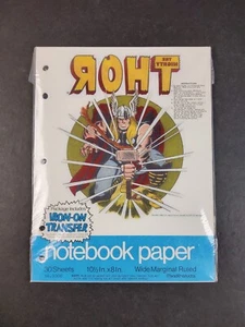 Vintage 1975 Mighty Thor Marvel 30 Sheets Notebook Paper w/ Iron-On NOS - Picture 1 of 11