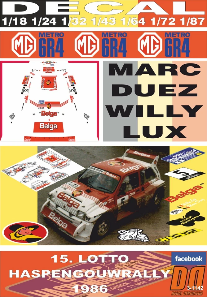 DECAL MG METRO 6R4 M.DUEZ HASPENGOUWRALLY 1986 DnF (06) - Image 1 of 1