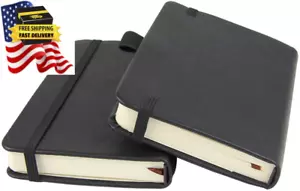 2-Pack Pocket Notebook 3.5" X 5.5 Small Hardcover Journal with Pen Holder Black - Picture 1 of 12