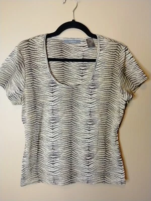 Liz Claiborne Mujer XL Camiseta Marrón Animal Print Cuello Redondo Manga Corta Foto 1 de 4