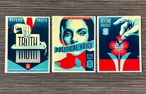 Juego de pegatinas OBEY Shepard Fairey Democracy in Focus 2024 arte callejero Kickstarter - Imagen 1 de 2