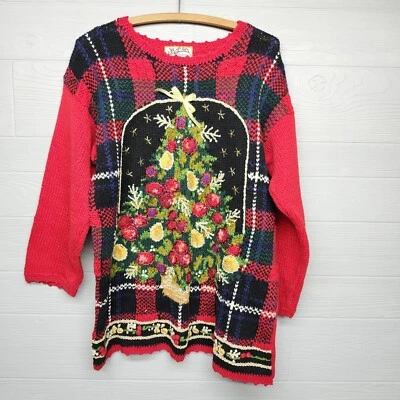 Suéter tejido rojo Navidad vintage de reliquia coleccionables para mujer talla grande  Foto 1 de 4