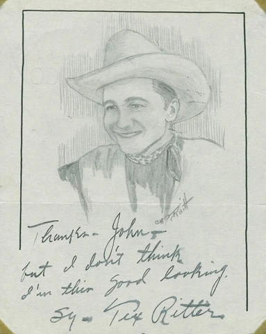 JOHN RAITT - INSCRIBED ORIGINAL ART SIGNED CO-SIGNED BY: TEX RITTER Cover