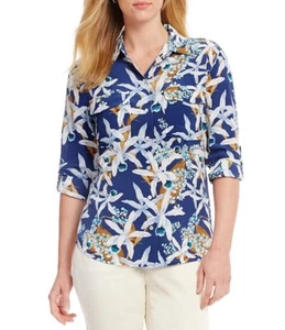 Neu mit Etikett UVP 195 $ - Tommy Bahama Orchid You Not Seiden-Cargohemd, mehrfarbig (blau) - Bild 1 von 2