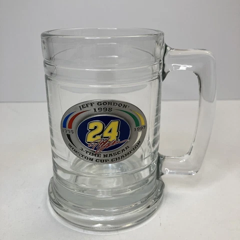 Nascar Jeff Gordon / Winston Cup Champion Glass Beer Stein Mug 1995 1997 1998 Cover