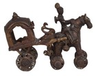 Indien 19. Jh. Bronze Spielzeug Pferd & Wagen Bronze Toy Horse & Carriage India