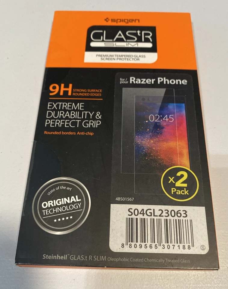 Spigen Nuevo Paquete de 2 Vidrio Templado Premium para Teléfono Celular Razer Foto 1 de 3