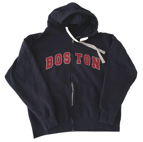 VETEMENTS Felpa Boston full zip con cappuccio grande coulisse Bay State Apparel cotone poliestere nero