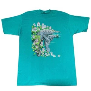 Vintage Fruit of the Loom türkis Seekuh Grafik Einzelnaht Shirt Größe Large - Bild 1 von 7