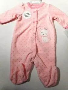 Pajamas Soft n Cute Kitty Pink sparkle Footsie sleepwear Baby Princess 0/3 mos - Picture 1 of 3