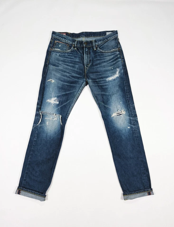 EDWIN 053RV Distressed Selvedge Denim Jeans Size W31 L33 Japan - Image 1 of 4