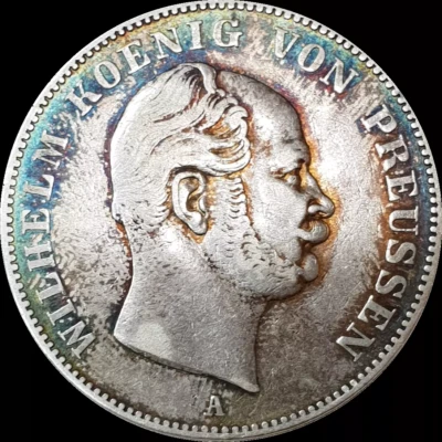 Prussia 1 Thaler 1861 Silver Coin Germany Taler German State Colorful Patina - Image 1 of 4