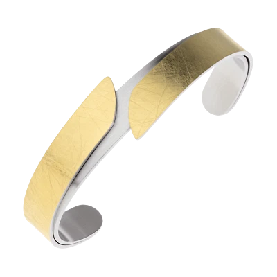 Ernstes Design Armreif A590 Edelstahl mattiert gekratzt  vergoldet - Bild 1 von 3