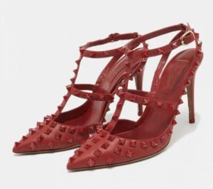Valentino Garavani Rockstud Pumps Red Size 35.5 Made in Italy Auth Used - Picture 1 of 7