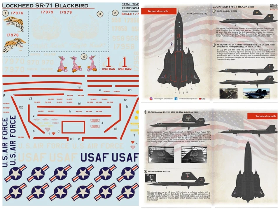 Print Scale 72-435 Lockheed SR-71 Part-1, 1:72 Decals for aircraft model kit - Image 1 of 4