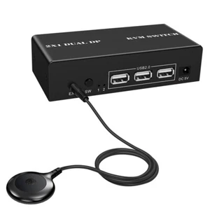 4K DP HDMI KVM Switch 2 Ports USB Dual Monitor 2x1 2 Computer Control Switcher - Afbeelding 1 van 10