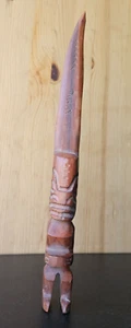 ABRIDOR DE CARTAS DE MADERA DE RECUERDO TIKI "TAHITÍ" DE COLECCIÓN. MADERA TALLADA ORIGINAL. - Imagen 1 de 14