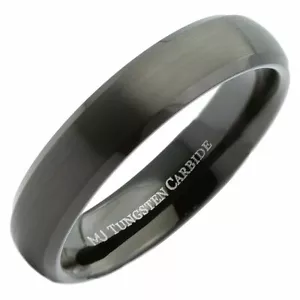 5mm Tungsten Carbide Black Plated Brushed Center and Polished Edge Ring - Picture 1 of 5