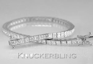 Diamond Tennis Line Bracelet 5.00ct F Colour VS Princess cut 18ct White Gold - Picture 1 of 1