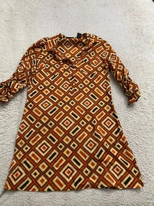 Vestido Camisa Mujer New York & Company Geométrico Manga Larga Multicolor Talla M - Imagen 1 de 8